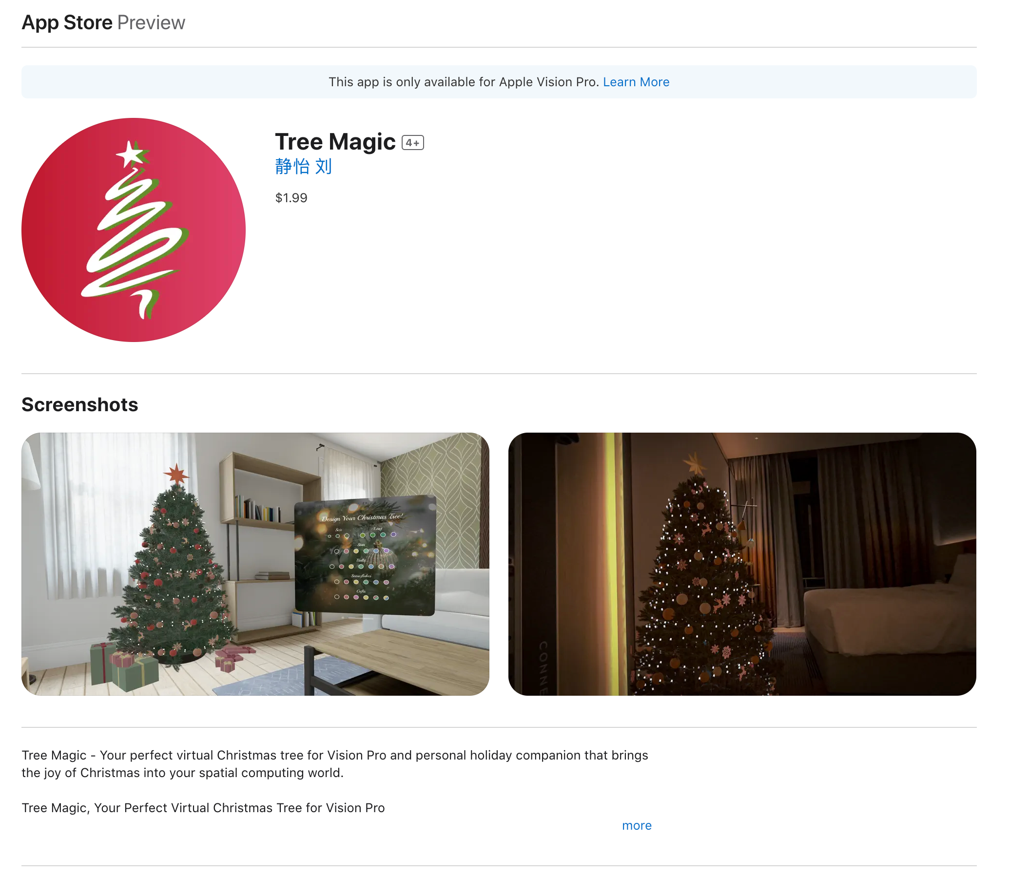 Check out my first visionOS App - Tree Magic